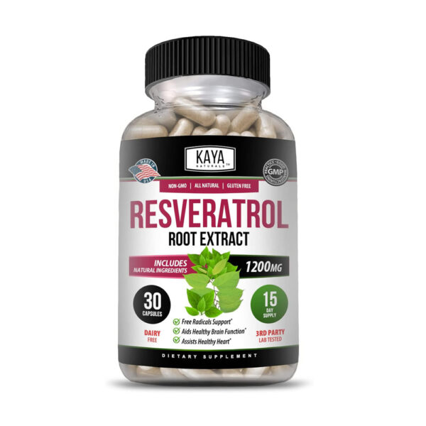 Kaya Naturals - Resveratrol Capsules - Anti Aging Supplement - Antioxidants with Brain Suppor
