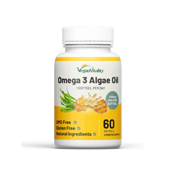 Vegan Vitality Vegan Omega 3 Supplement for Joint, Heart & Immune Support Without EPA.