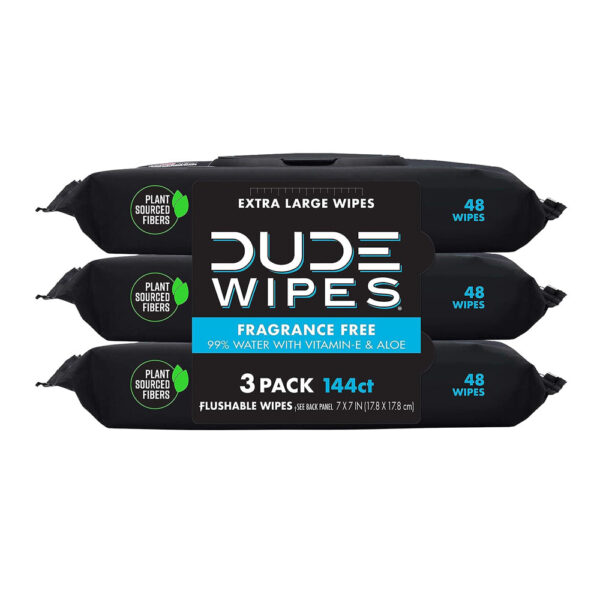 DUDE Wipes - Flushable Wipes - 3 Pack, 144 Wipes